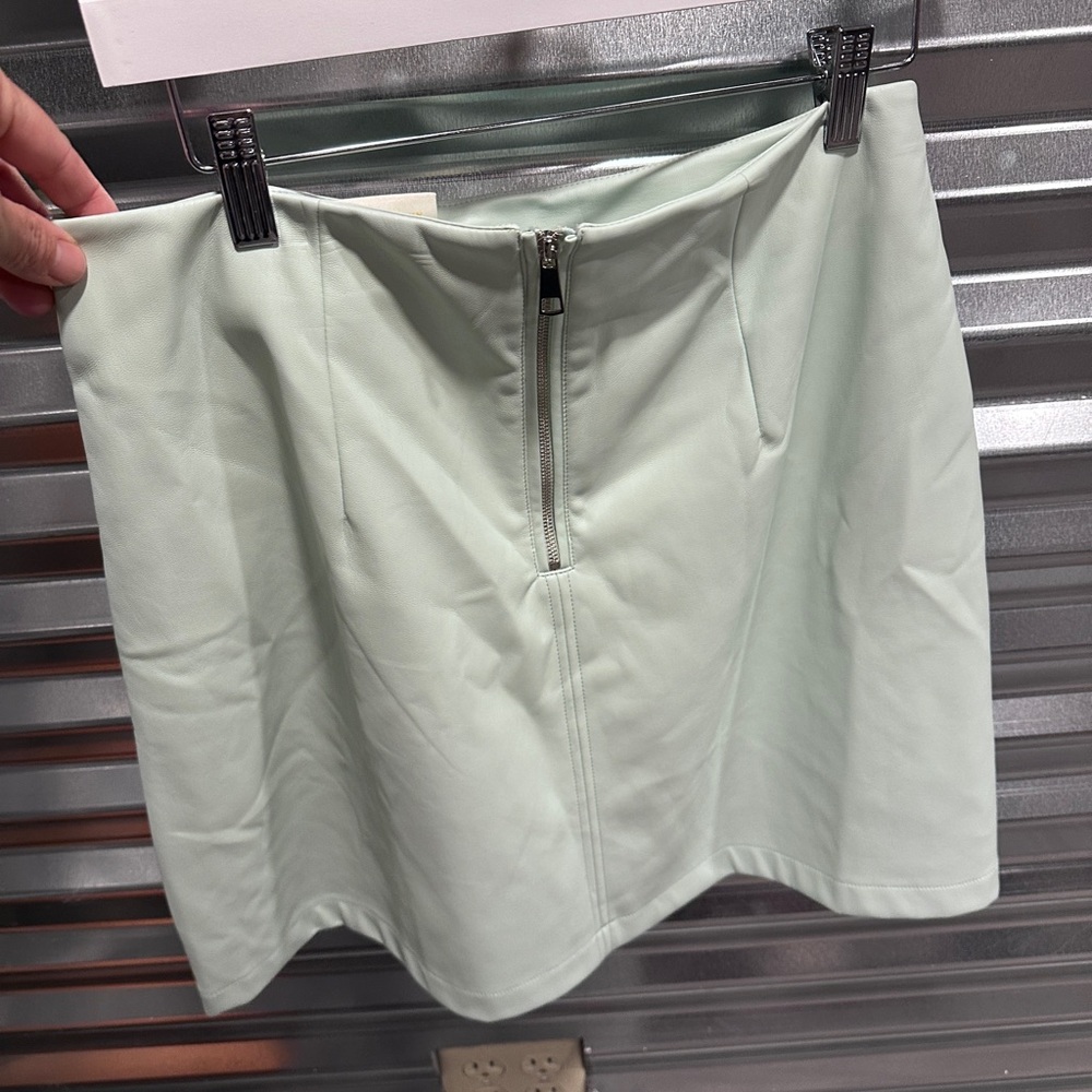 Anthropologie Maeve Mint Faux Leather A Line skirt Size Med - Picture 4 of 4